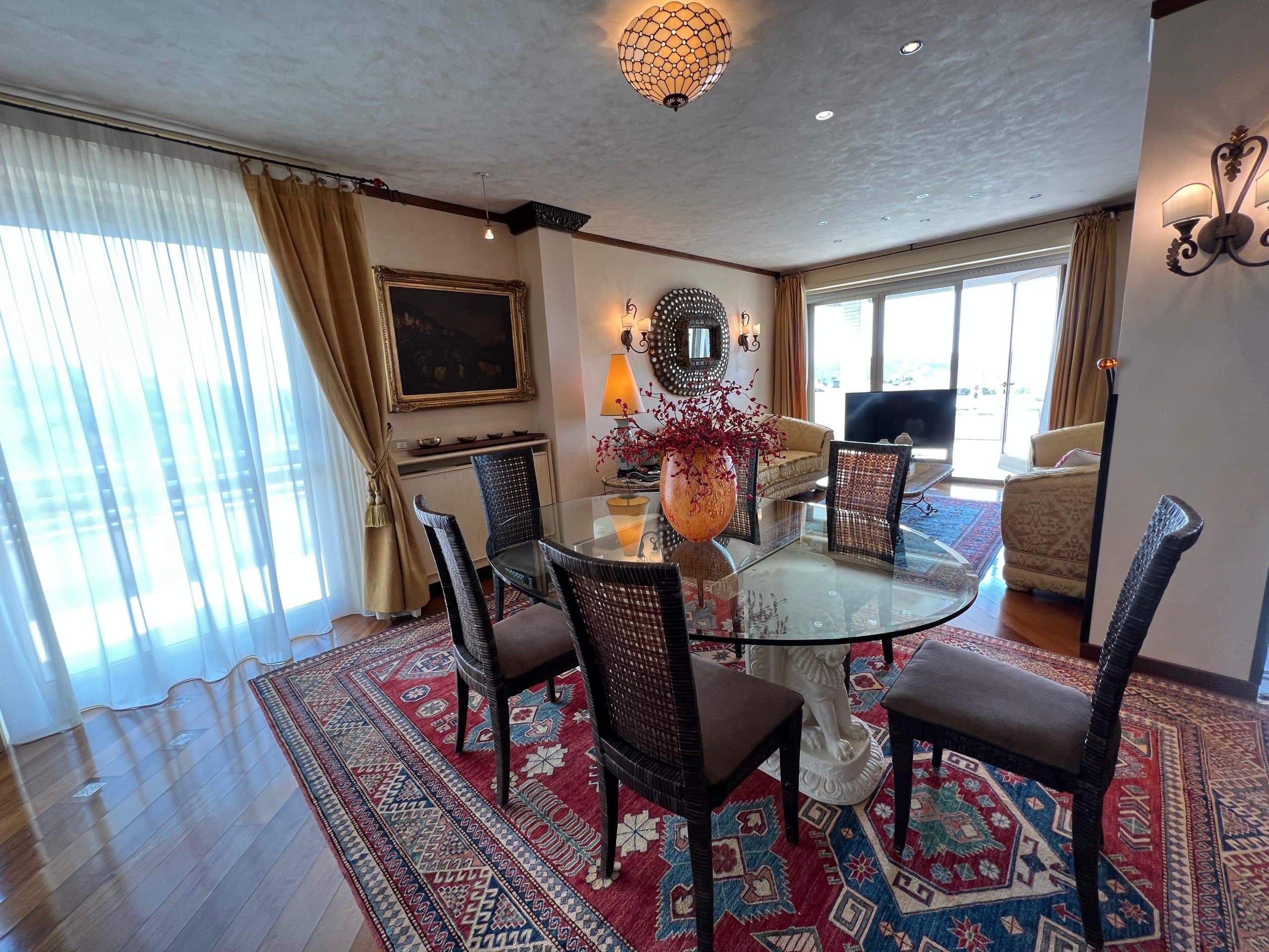 Formal Dining Room with Fireplace & Terrace Connection