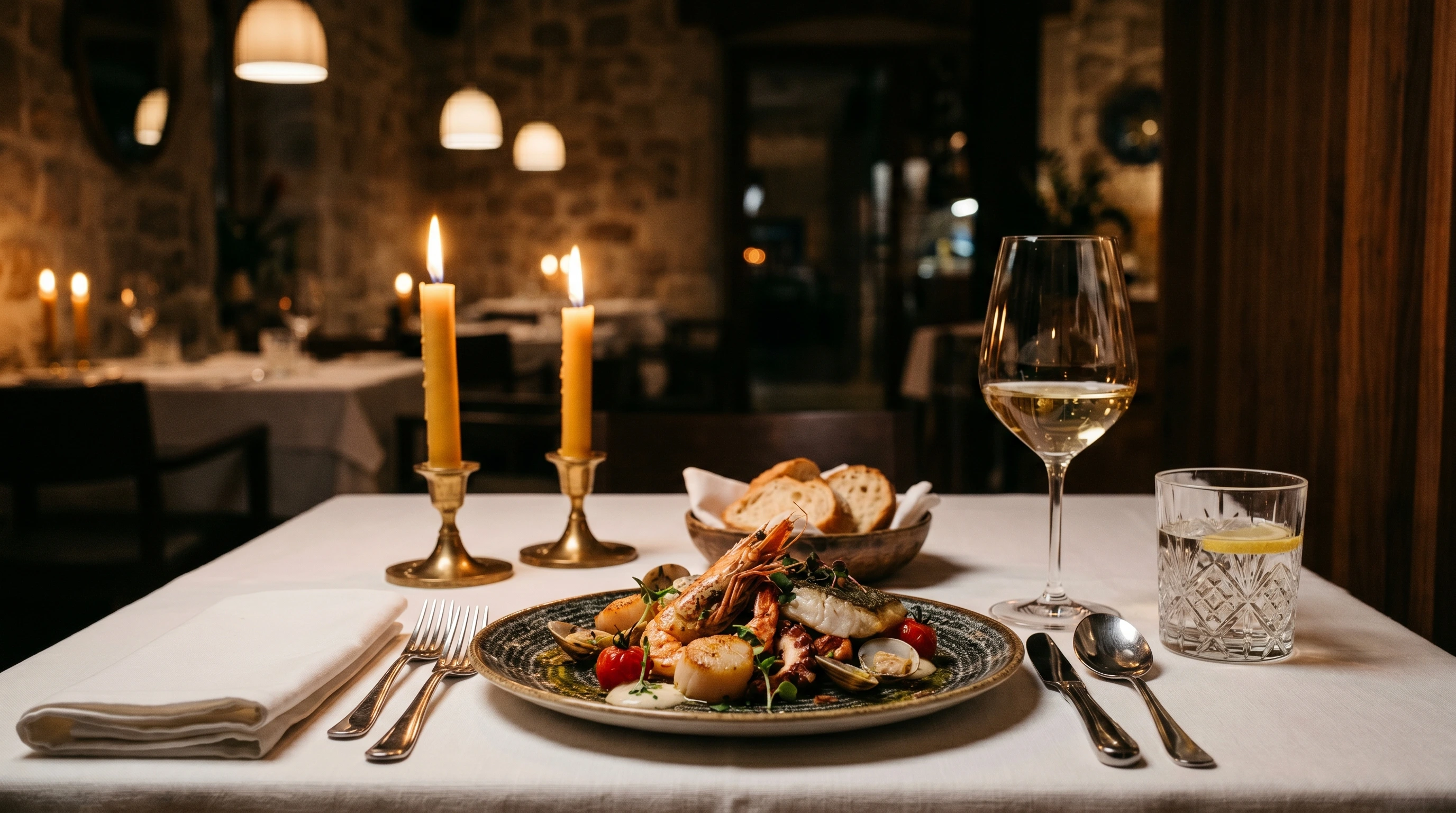 Artfully plated gourmet dinner course at Hotel Greif restaurant