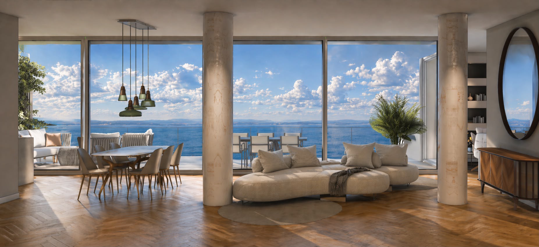 Seafront Living Room View — Greif Hotel Seafront Penthouse 120